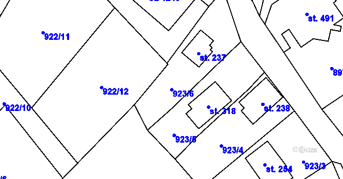 Parcela st. 923/6 v KÚ Sulice, Katastrální mapa