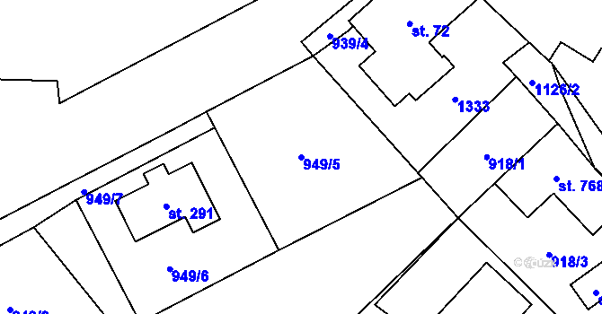 Parcela st. 949/5 v KÚ Sulice, Katastrální mapa