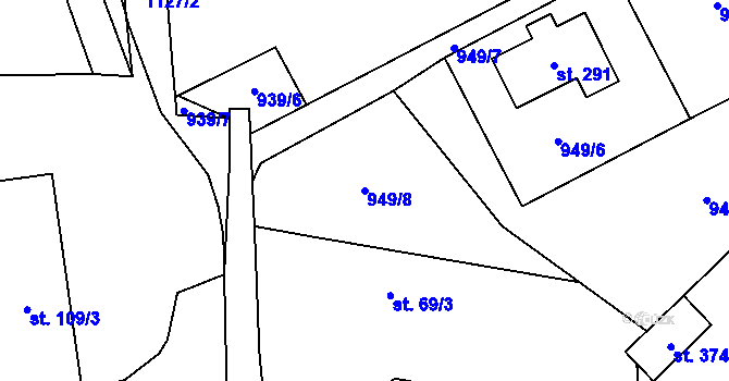 Parcela st. 949/8 v KÚ Sulice, Katastrální mapa
