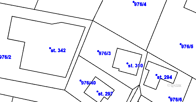 Parcela st. 976/3 v KÚ Sulice, Katastrální mapa