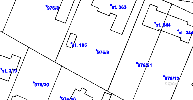 Parcela st. 976/9 v KÚ Sulice, Katastrální mapa