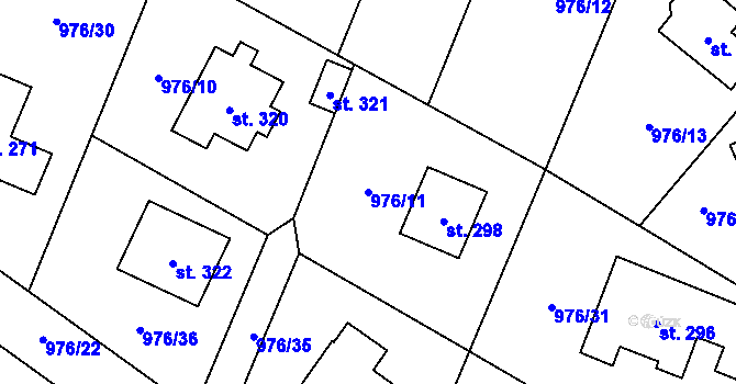 Parcela st. 976/11 v KÚ Sulice, Katastrální mapa