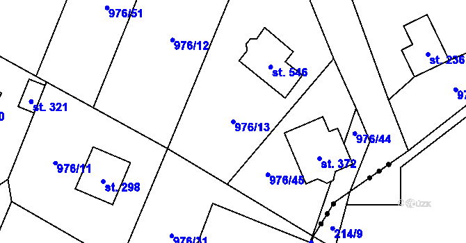 Parcela st. 976/13 v KÚ Sulice, Katastrální mapa