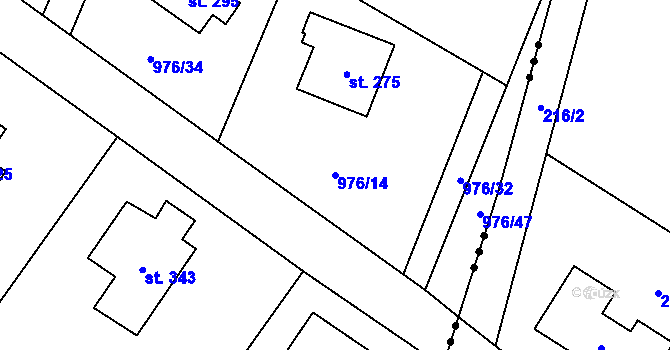 Parcela st. 976/14 v KÚ Sulice, Katastrální mapa