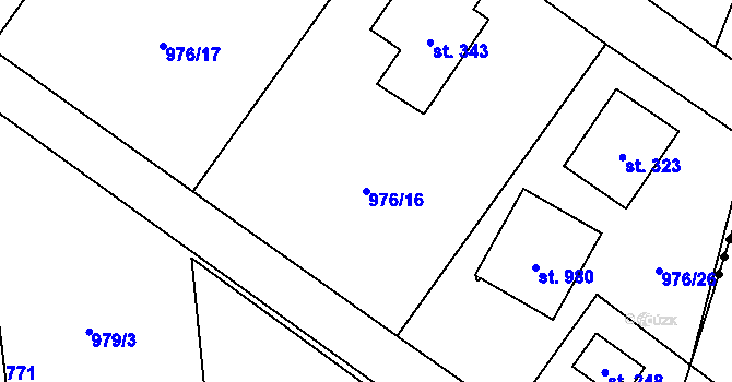 Parcela st. 976/16 v KÚ Sulice, Katastrální mapa
