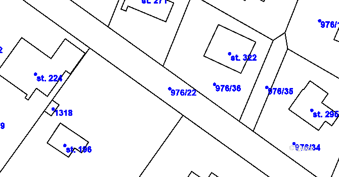 Parcela st. 976/22 v KÚ Sulice, Katastrální mapa