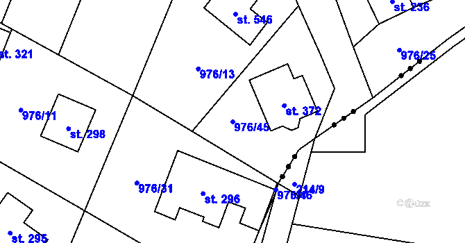 Parcela st. 976/45 v KÚ Sulice, Katastrální mapa