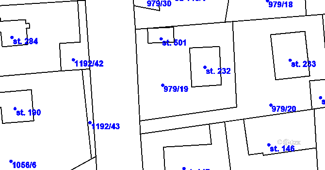 Parcela st. 979/19 v KÚ Sulice, Katastrální mapa