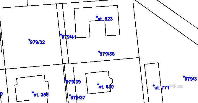 Parcela st. 979/38 v KÚ Sulice, Katastrální mapa