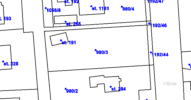 Parcela st. 980/3 v KÚ Sulice, Katastrální mapa