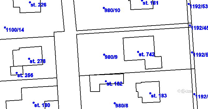 Parcela st. 980/9 v KÚ Sulice, Katastrální mapa