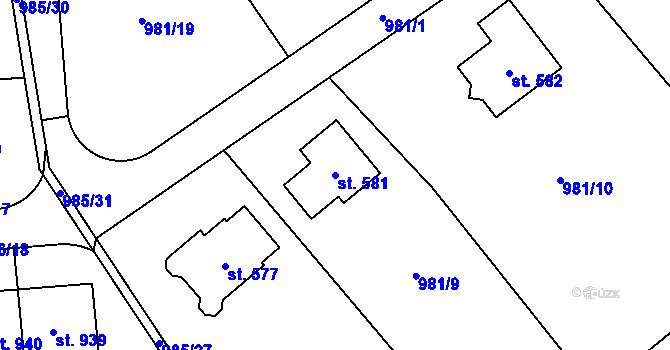 Parcela st. 581 v KÚ Sulice, Katastrální mapa