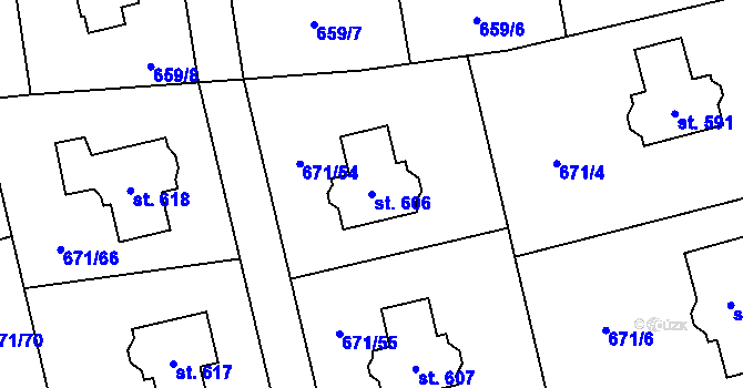 Parcela st. 606 v KÚ Sulice, Katastrální mapa