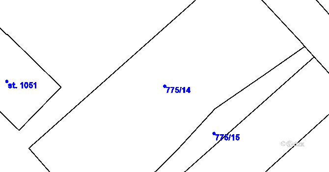 Parcela st. 775/14 v KÚ Sulice, Katastrální mapa