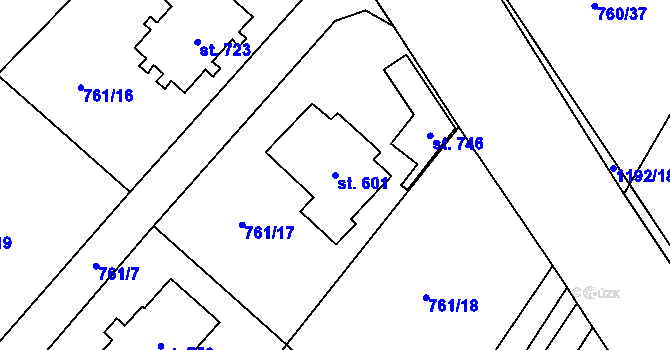Parcela st. 601 v KÚ Sulice, Katastrální mapa