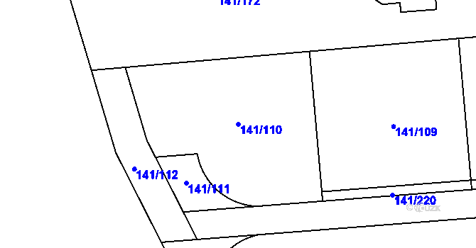 Parcela st. 141/110 v KÚ Sulice, Katastrální mapa
