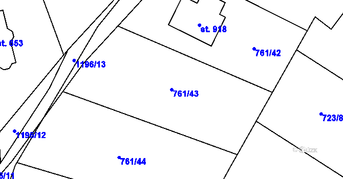 Parcela st. 761/43 v KÚ Sulice, Katastrální mapa
