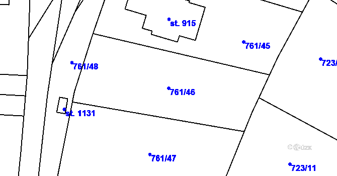Parcela st. 761/46 v KÚ Sulice, Katastrální mapa