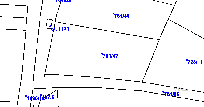 Parcela st. 761/47 v KÚ Sulice, Katastrální mapa
