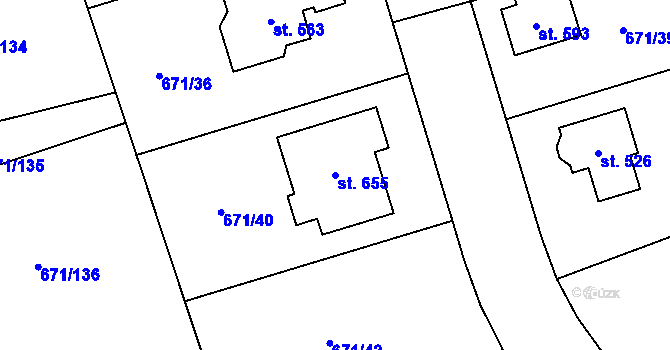 Parcela st. 655 v KÚ Sulice, Katastrální mapa