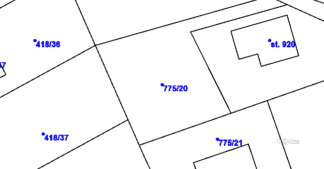 Parcela st. 775/20 v KÚ Sulice, Katastrální mapa
