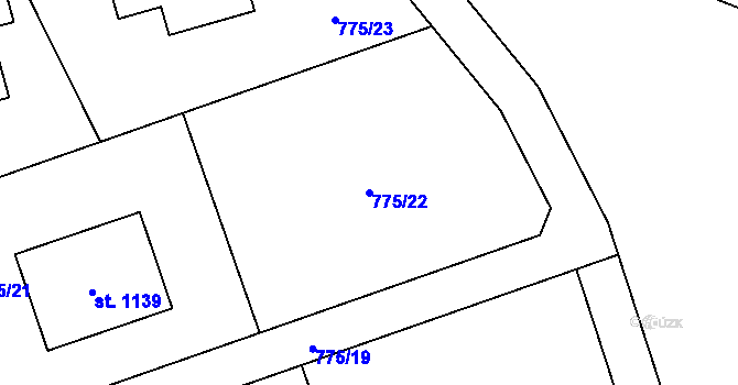Parcela st. 775/22 v KÚ Sulice, Katastrální mapa