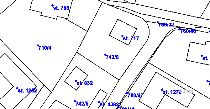 Parcela st. 742/8 v KÚ Sulice, Katastrální mapa