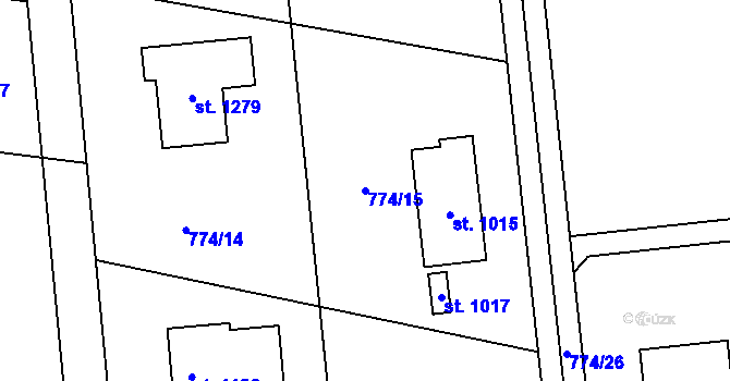 Parcela st. 774/15 v KÚ Sulice, Katastrální mapa