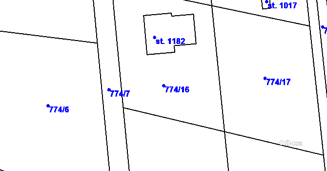 Parcela st. 774/16 v KÚ Sulice, Katastrální mapa