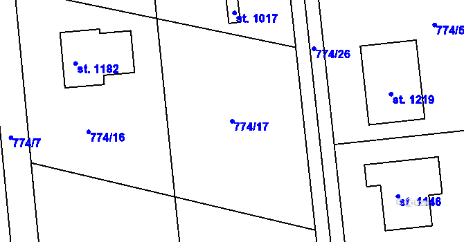 Parcela st. 774/17 v KÚ Sulice, Katastrální mapa