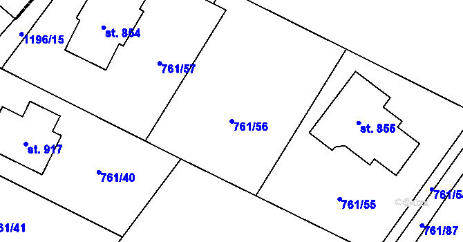 Parcela st. 761/56 v KÚ Sulice, Katastrální mapa