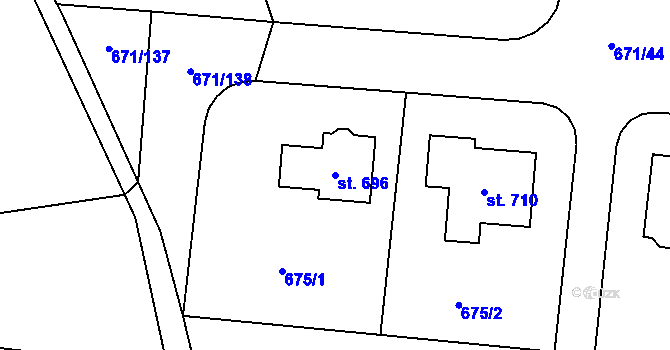 Parcela st. 696 v KÚ Sulice, Katastrální mapa