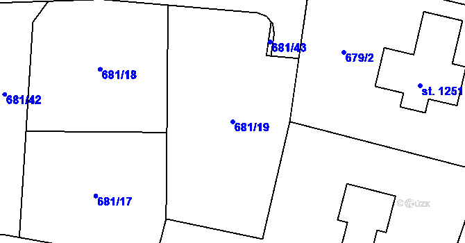 Parcela st. 681/19 v KÚ Sulice, Katastrální mapa