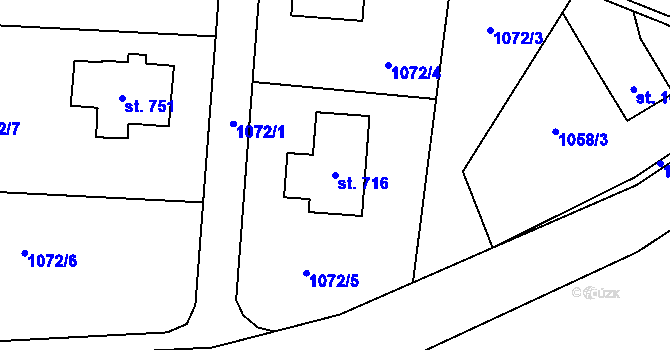 Parcela st. 716 v KÚ Sulice, Katastrální mapa