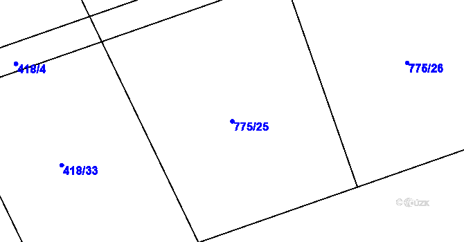 Parcela st. 775/25 v KÚ Sulice, Katastrální mapa
