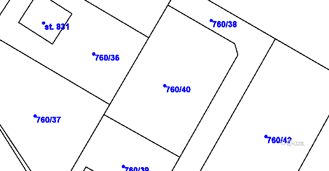 Parcela st. 760/40 v KÚ Sulice, Katastrální mapa