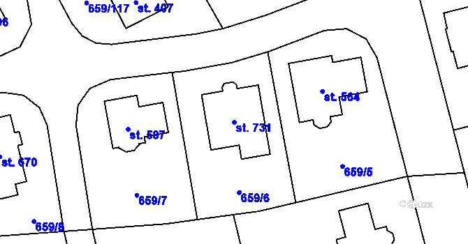 Parcela st. 731 v KÚ Sulice, Katastrální mapa