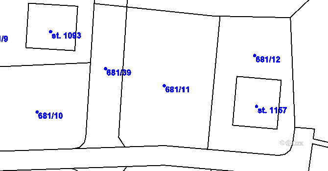 Parcela st. 681/11 v KÚ Sulice, Katastrální mapa