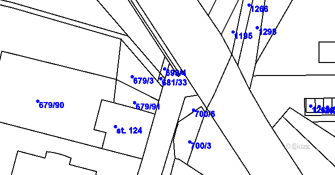 Parcela st. 681/34 v KÚ Sulice, Katastrální mapa