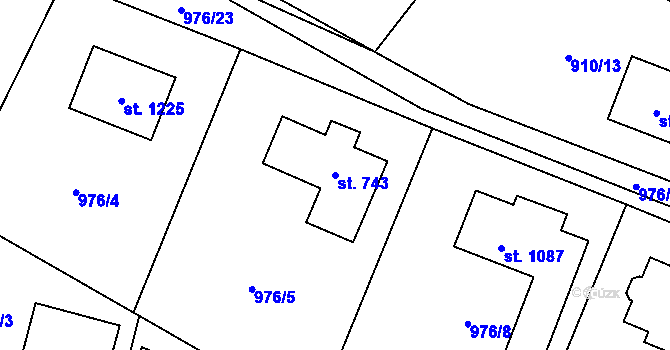 Parcela st. 743 v KÚ Sulice, Katastrální mapa