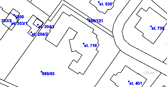Parcela st. 719 v KÚ Sulice, Katastrální mapa