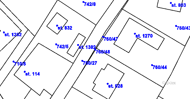 Parcela st. 760/48 v KÚ Sulice, Katastrální mapa