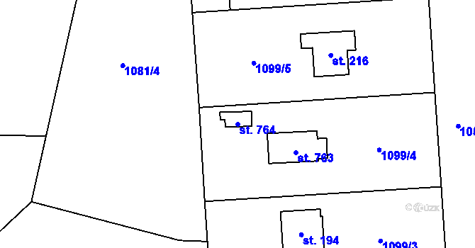 Parcela st. 764 v KÚ Sulice, Katastrální mapa