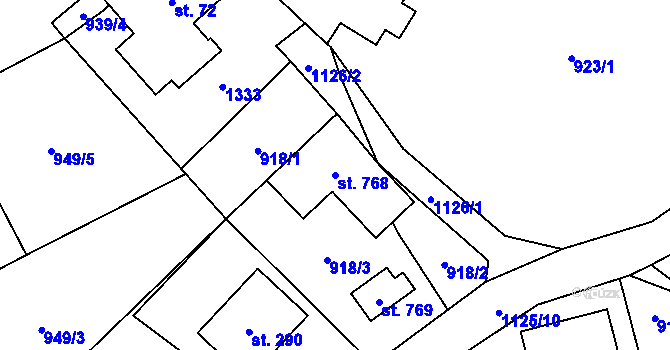 Parcela st. 768 v KÚ Sulice, Katastrální mapa