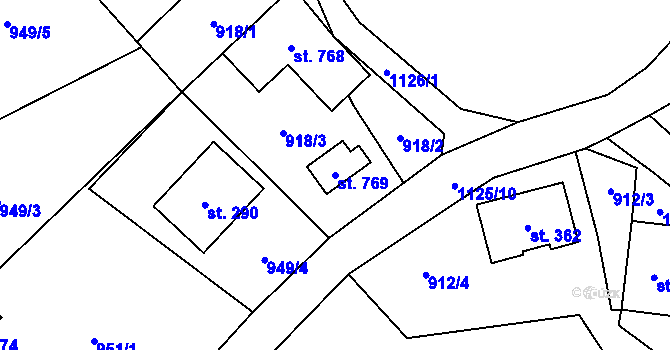 Parcela st. 769 v KÚ Sulice, Katastrální mapa