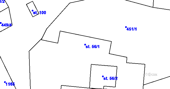Parcela st. 56/1 v KÚ Sulice, Katastrální mapa