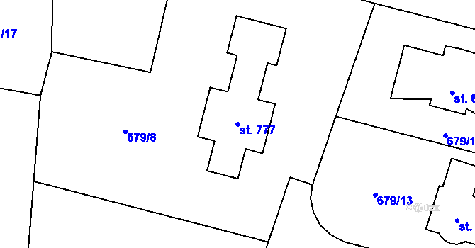 Parcela st. 777 v KÚ Sulice, Katastrální mapa