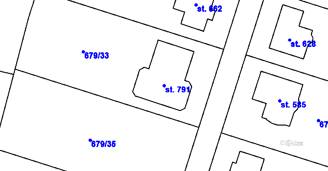 Parcela st. 791 v KÚ Sulice, Katastrální mapa