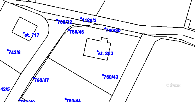 Parcela st. 803 v KÚ Sulice, Katastrální mapa