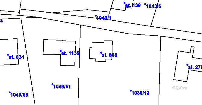 Parcela st. 808 v KÚ Sulice, Katastrální mapa
